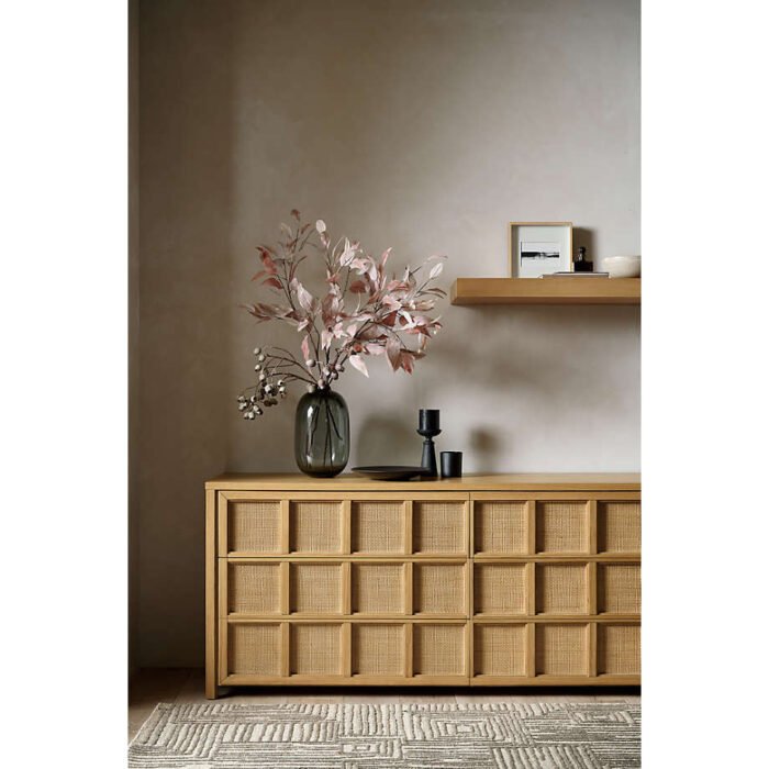 Campagna Rattan and Natural Oak Wood 6-Drawer Dresser