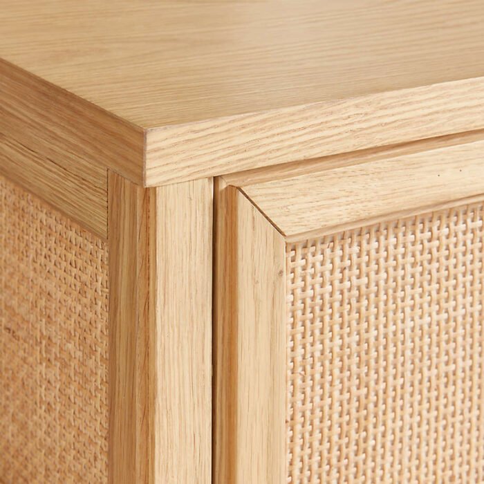 Campagna Rattan and Natural Oak Wood 6-Drawer Dresser