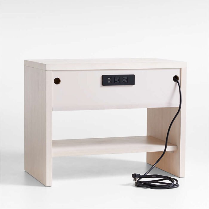 Clemente Whitewashed Ash Nightstand with Power