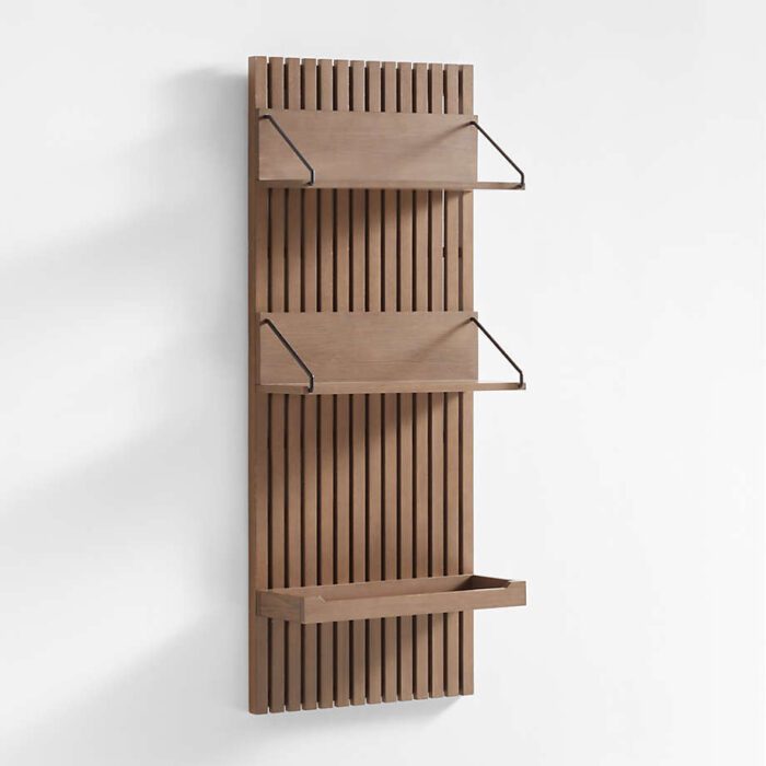 Batten Brown Oak Panel and Reversible Shelf Set