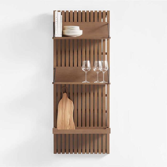 Batten Brown Oak Panel and Reversible Shelf Set