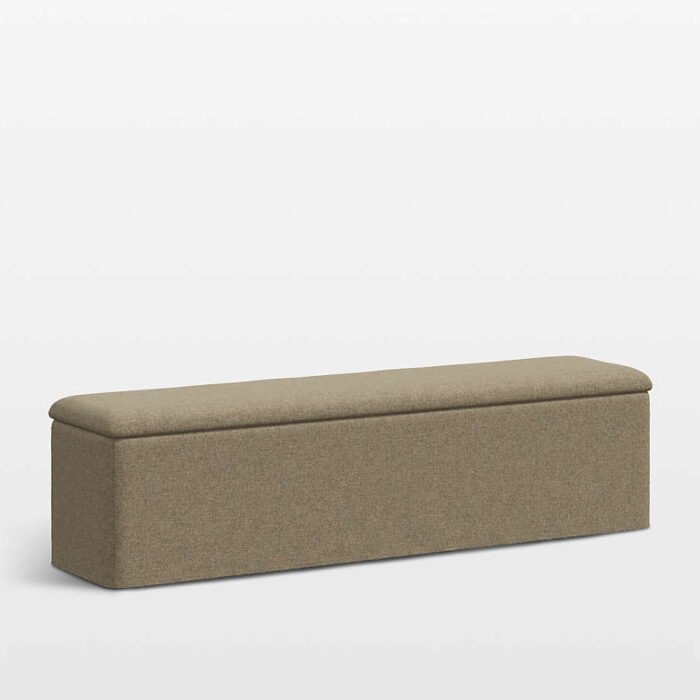 Greenwich 68" Warm Grey Upholstered Storage Bench