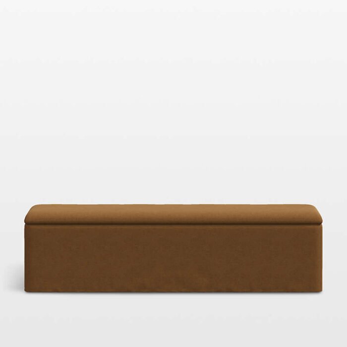 Greenwich 68" Amber Brown Upholstered Storage Bench