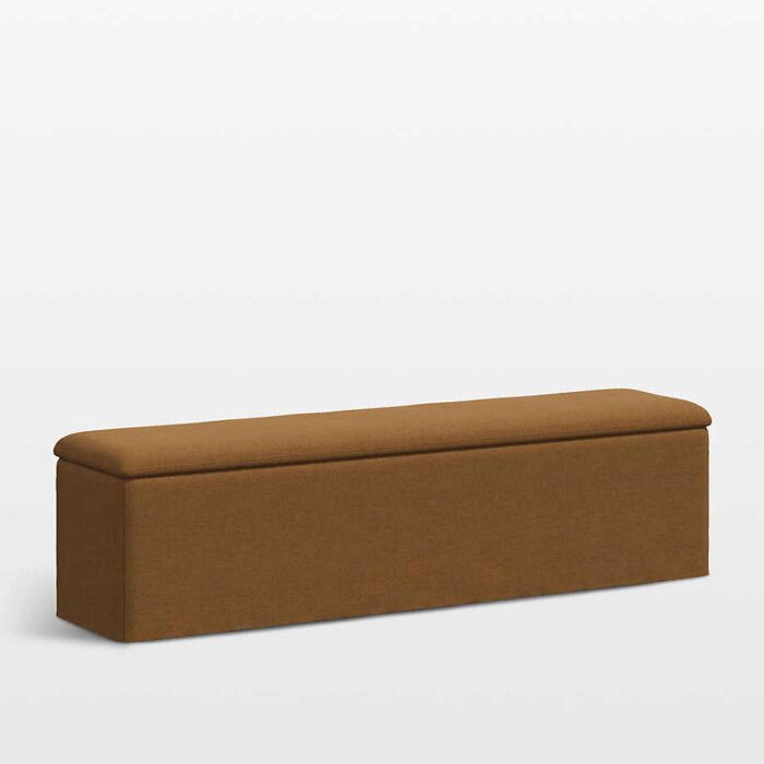 Greenwich 68" Amber Brown Upholstered Storage Bench