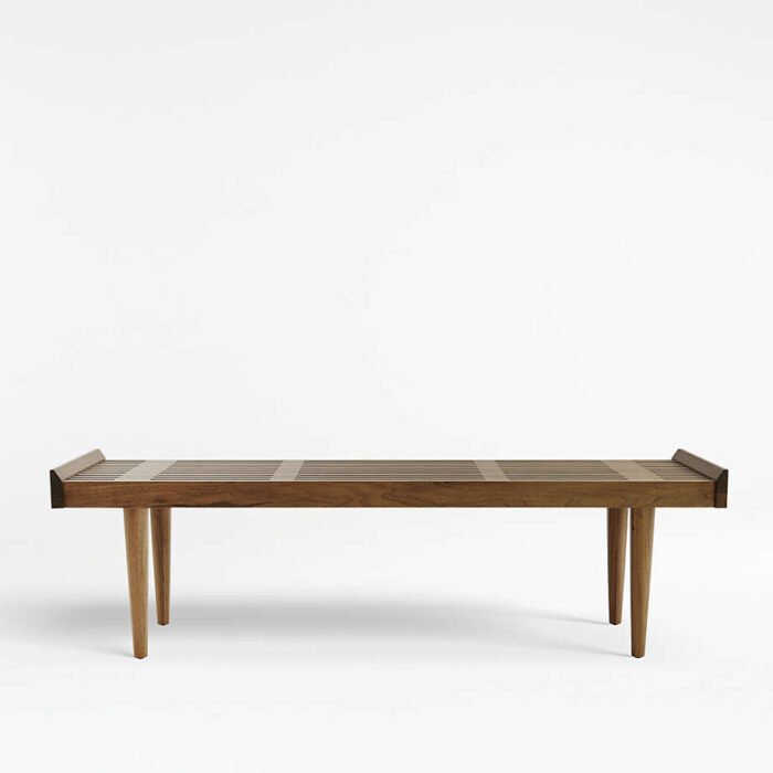 Tate Walnut Slatted Bench