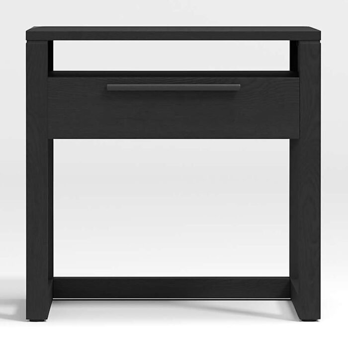 Linea Black Teak Wood Nightstand