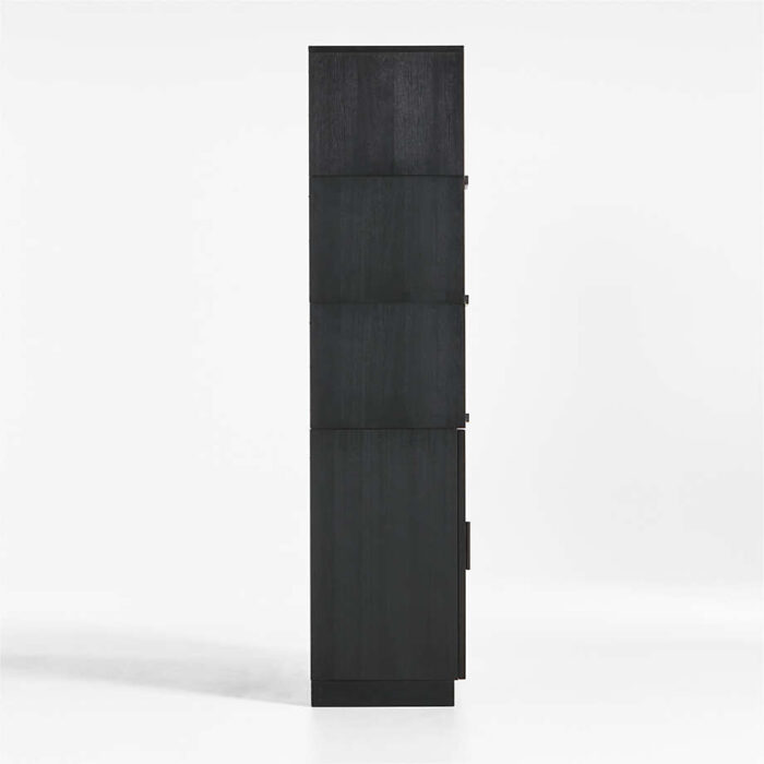 Calypso Black Wood Modular Glass-Door Base and 3 Glass-Door Single Storage