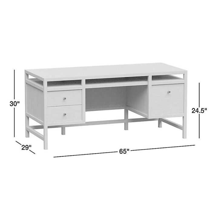 Keane 65" Weathered Natural Wood Desk with Outlets