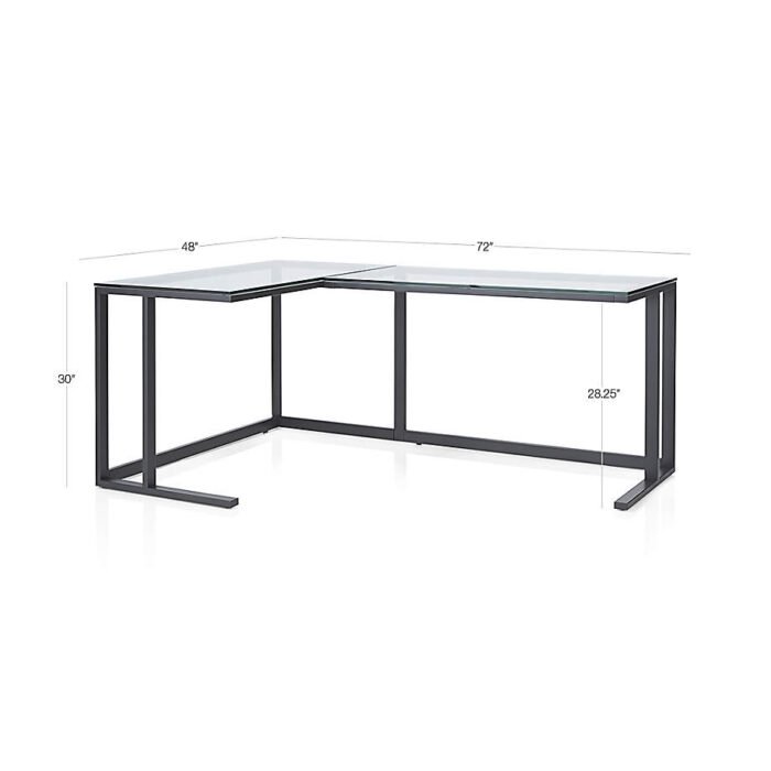 Pilsen Graphite L-Shaped Desk with Glass Top