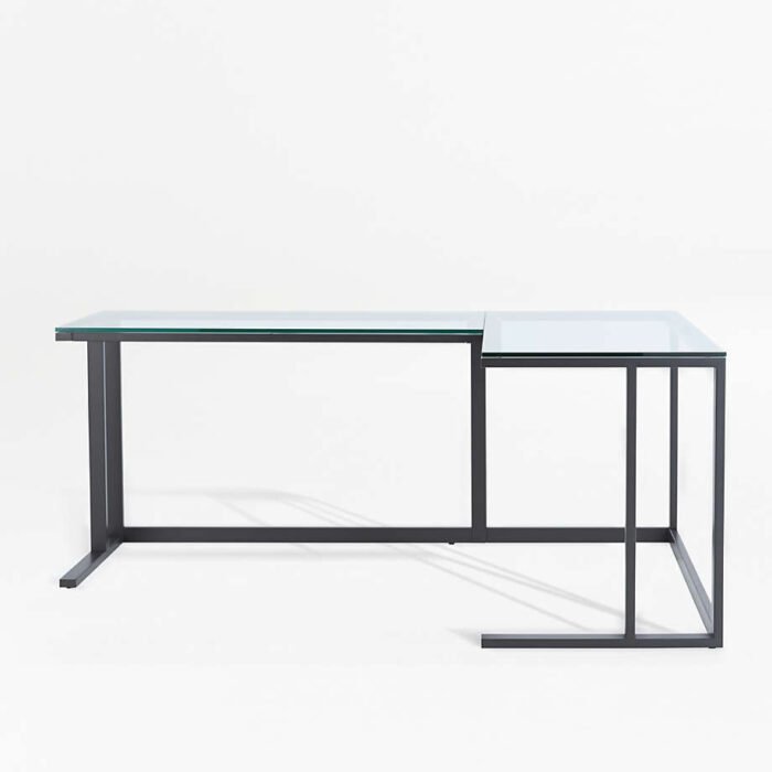 Pilsen Graphite L-Shaped Desk with Glass Top