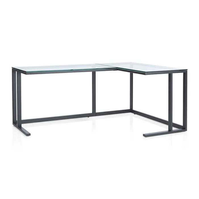 Pilsen Graphite L-Shaped Desk with Glass Top