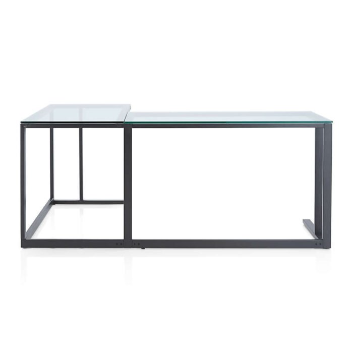 Pilsen Graphite L-Shaped Desk with Glass Top