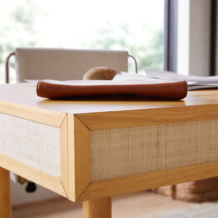 Emmer 48" Natural Oak Desk with Outlet