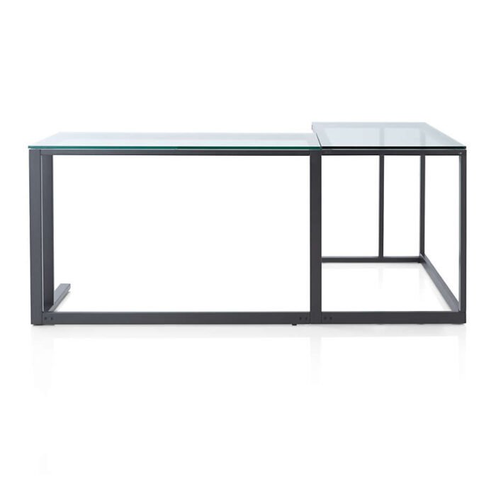 Pilsen Graphite L-Shaped Desk with Glass Top