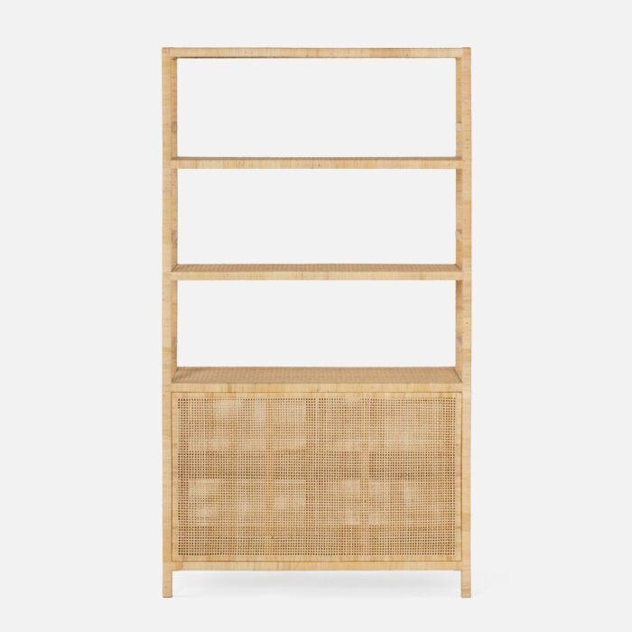 Isla Bookcase with Rattan Hutch